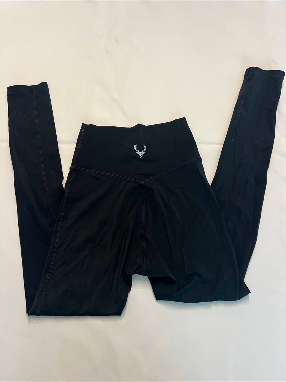 Bucked Up High-Waist Black Women's Leggings with Subtle Deer Logo size Small